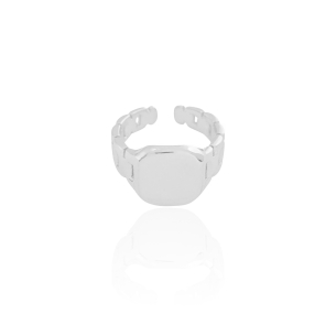 Anel Dedinho Ajustável Liso Corrente Tamanho P Banho Branco