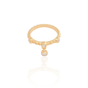 Anel Pontos de Luz Bolinhas Tamanho 12 Banho Dourado