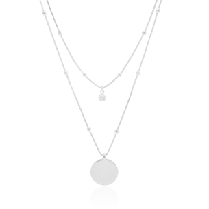 Gargantilha Dupla Redondo Bolinha e Ponto de Luz Banho Branco