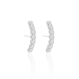 Ear Hook Sete Zircônias Cravejadas Cristal Banho Branco