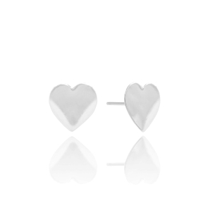 Brinco Coração Flat Banho Branco