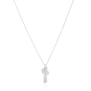 Gargantilha Plaquinha Amor Corações e Ponto de Luz Crista Banho Branco