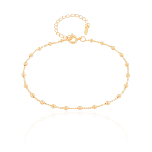 Pulseira Elos Bolinhas 2.5 mm Banho Dourado
