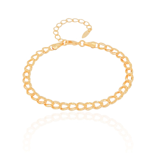 Pulseira Elos Duplos 5 mm Banho Dourado
