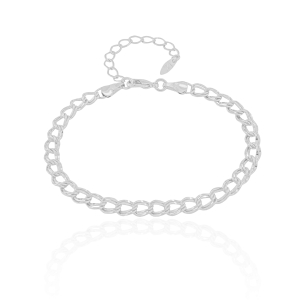 Pulseira Elos Duplos 5 mm Banho Branco