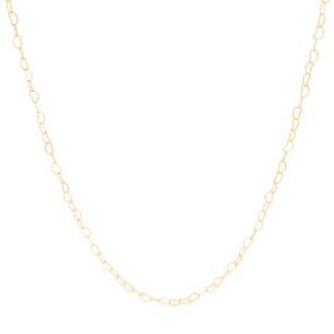 Gargantilha Longa Corações Vazados 3 mm Banho Dourado