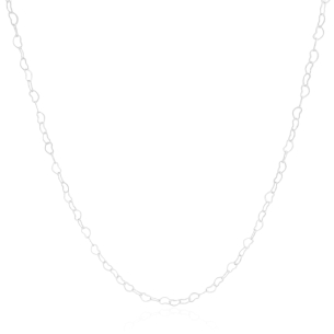 Gargantilha Longa Corações Vazados 3 mm Banho Branco