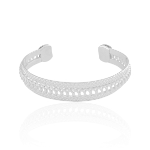 Bracelete Mola Detalhes 1,3 cm Banho Branco
