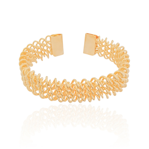 Bracelete Elos Molas 1,5 cm Banho Dourado