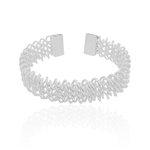 Bracelete Elos Molas 1,5 cm Banho Branco