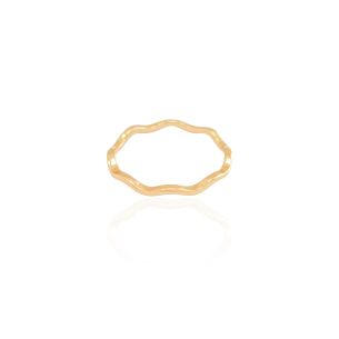 Anel Ondas Liso 1 mm Tamanho 13 Banho Dourado