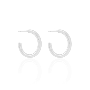 Brinco Argola Tubo Liso 2.2 cm Banho Branco