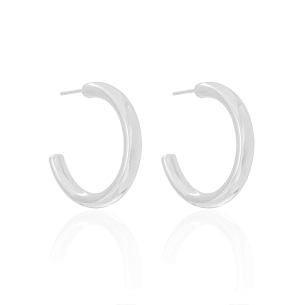 Brinco Argola Tubo Liso 2.8 cm Banho Branco