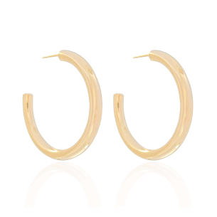 Brinco Argola Tubo Liso 3.6 cm Banho Dourado