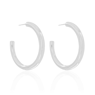 Brinco Argola Tubo Liso 3.6 cm Banho Branco