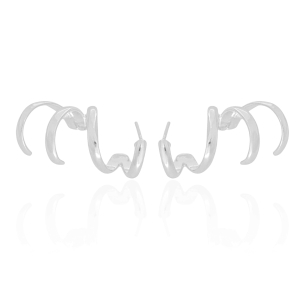 Ear Cuff Quatro Filetes Banho Branco