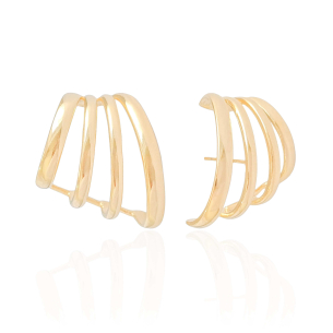 Ear Hook Quatro Filetes Lisos Banho Dourado