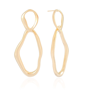 Brinco Orgânico Liso 6 cm Banho Dourado