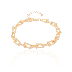 Pulseira Elos em U Banho Dourado