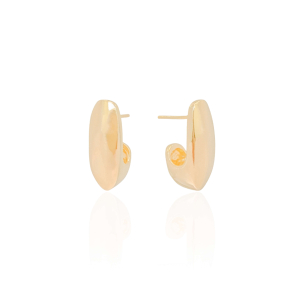 Brinco Meia Argola Lisa Banho Dourado