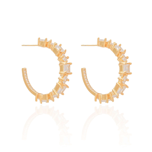 Brinco Argola Cristal Carré Banho Dourado