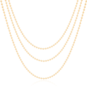 Gargantilha Tripla Bolinhas Banho Dourado