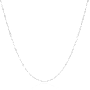 Gargantilha Longa Elos Detalhes Retângulos Banho Branco