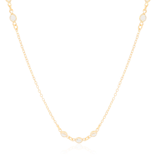 Gargantilha Longa Elos Pontos de Luz Cristal Banho Dourado