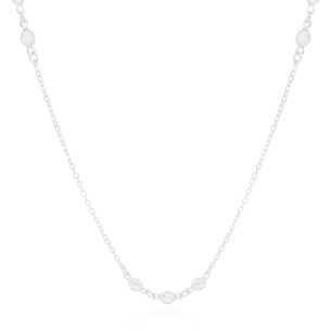 Gargantilha Longa Elos Pontos de Luz Cristal Banho Branco