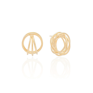 Brinco Fios Entrelaçados Banho Dourado