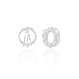 Brinco Fios Entrelaçados Banho Branco