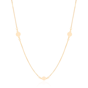 Gargantilha Longa Veneziana Plaquinhas Banho Dourado