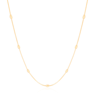 Gargantilha Rabo de Rato Bolinha Achatada Banho Dourado