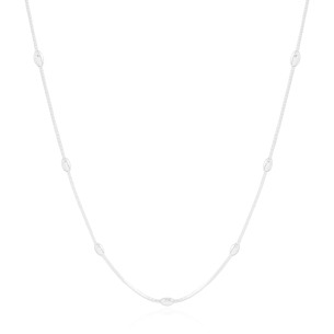 Gargantilha Rabo de Rato Bolinha Achatada Banho Branco