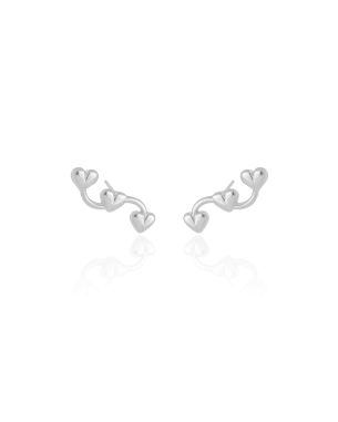 Ear Cuff Corações Liso Banho Branco