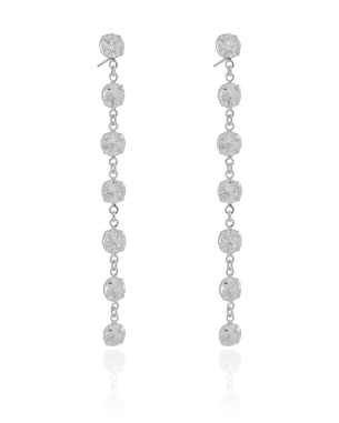 Brinco Fio Pontos de Luz Zircônia Banho Branco