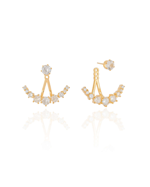 Ear Jacket Pontos de Luz Cristal Banho Dourado