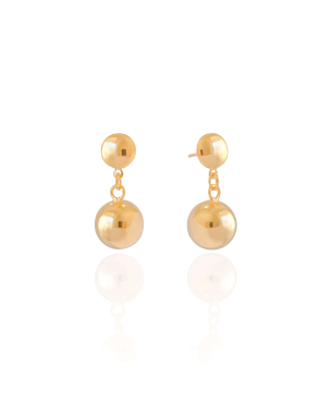 Brinco Redondo com Bola Lisa 11 mm Banho Dourado