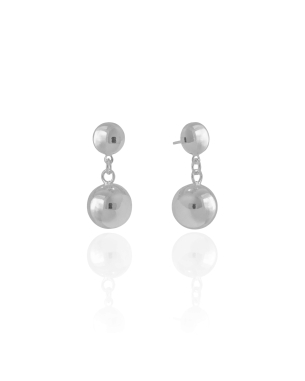 Brinco Redondo com Bola Lisa 11 mm Banho Branco