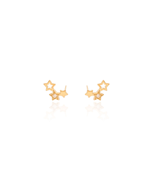 Brinco Infantil Ear Cuff Estrela Cravejado Cristal Banho Dourado