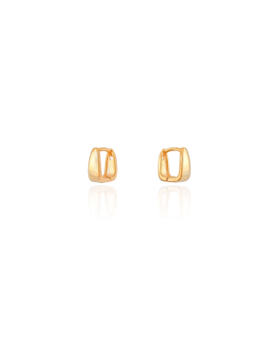 Brinco Infantil Argola Click Quadrada Lisa Banho Dourado