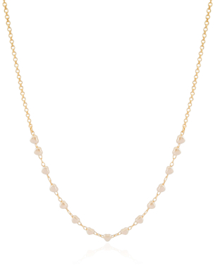 Gargantilha Infantil Pérolas Corações Banho Dourado