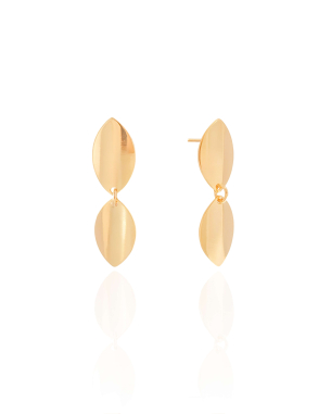 Brinco Folhas Lisas Banho Dourado