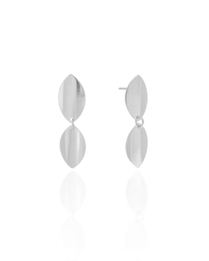 Brinco Folhas Lisas Banho Branco