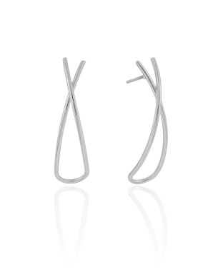 Brinco Fios Cruzados Banho Branco