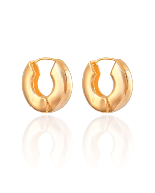 Brinco Argola Click Redonda Lisa 2.7 cm Banho Dourado