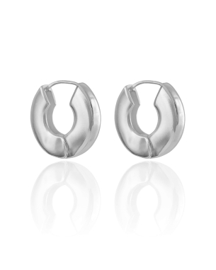 Brinco Argola Click Redonda Lisa 2.7 cm Banho Branco