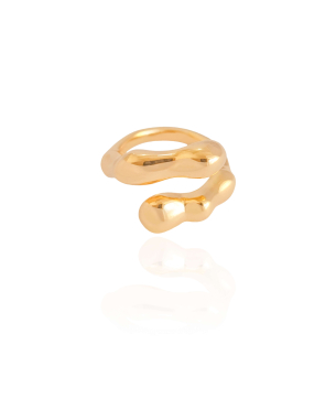 Anel Ajustável Orgânico Liso Tamanho M Banho Dourado