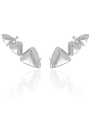 Ear Cuff Triângulos Lisos Banho Branco