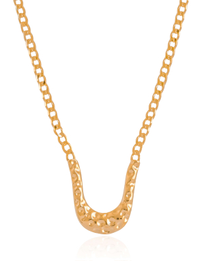 Gargantilha Elos Grumet Pingente Orgânico Banho Dourado